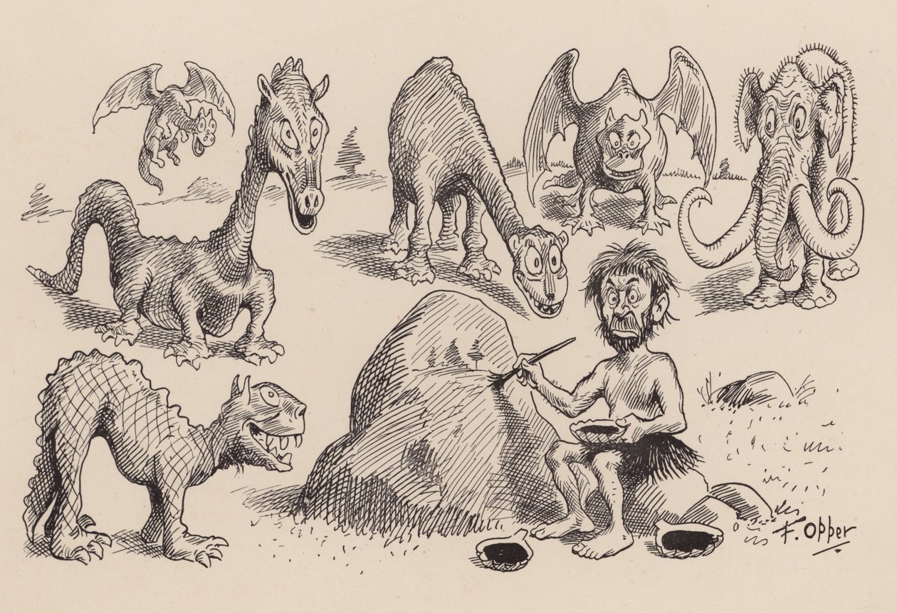 F Opper tarafından yazılan Our Antediluvian Ancestors: Kırk Bir Numara (lito) by Frederick Burr Opper