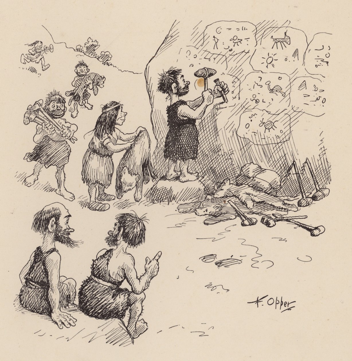 F Opper tarafından yazılan Our Antediluvian Ancestors: Altı Numara (lito) by Frederick Burr Opper