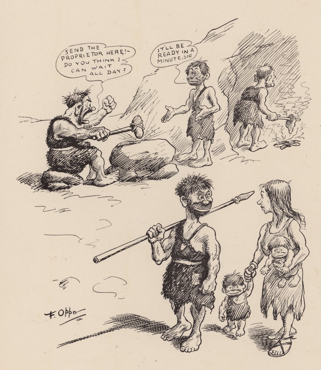 F Opper tarafından yazılan Our Antediluvian Ancestors: On Üç Numara (lito) by Frederick Burr Opper