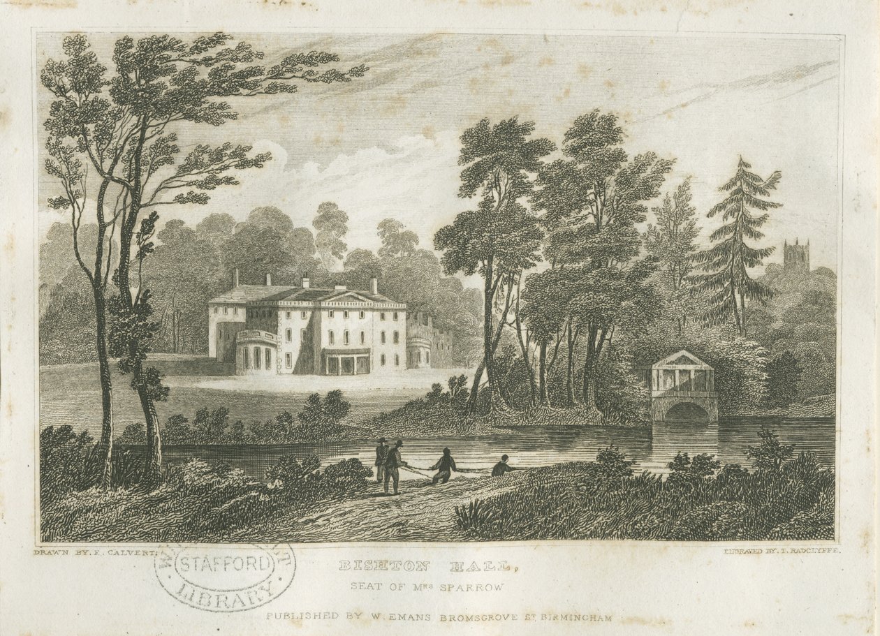Bishton Hall: gravür, nd [?c1830s] by Frederick Calvert