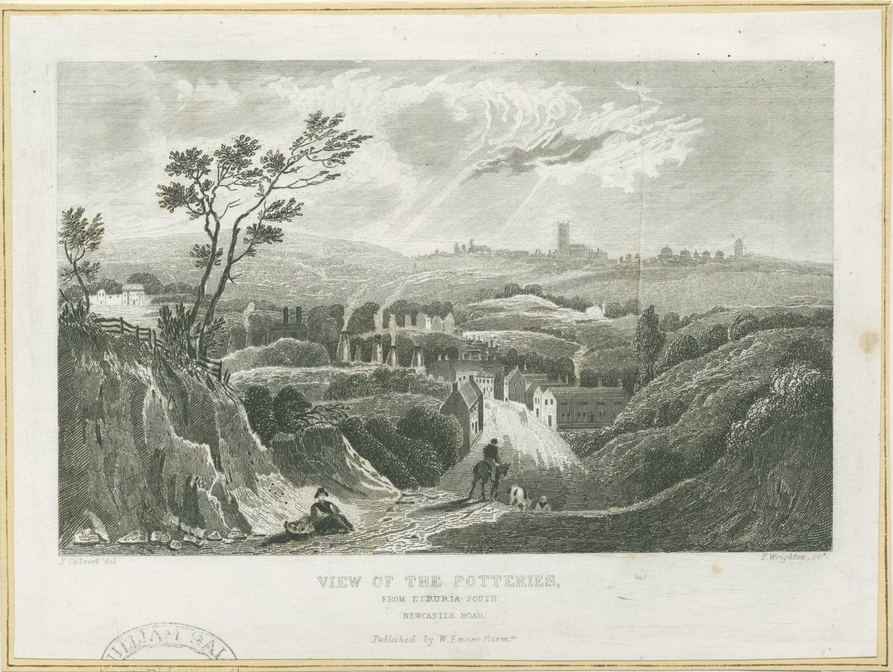 Burslem - Çanak Çömleklerin Görünümü: gravür, nd [c 1830