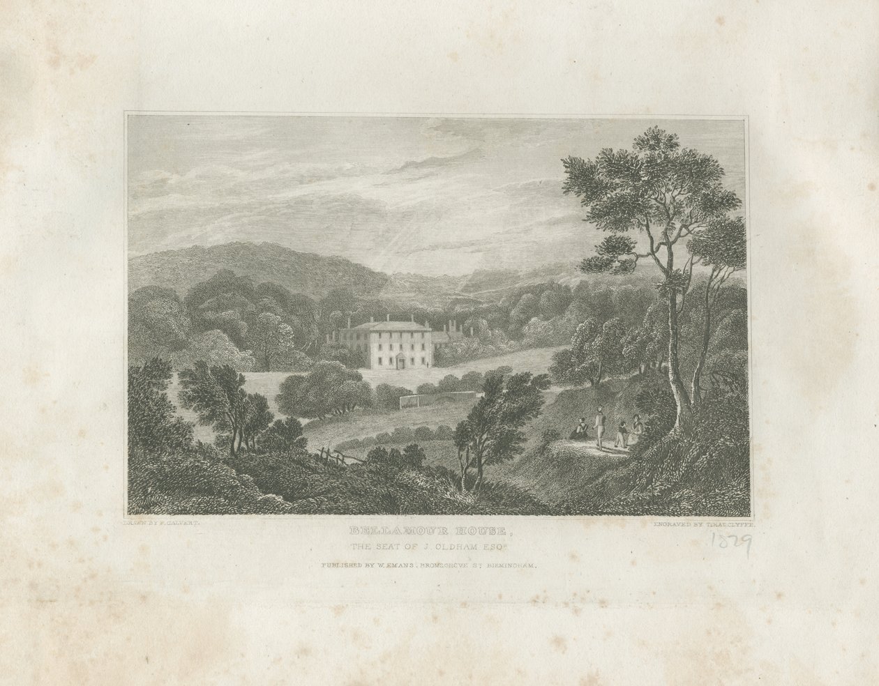 Colton - Bellamour Evi: gravür, nd [c 1830] by Frederick Calvert