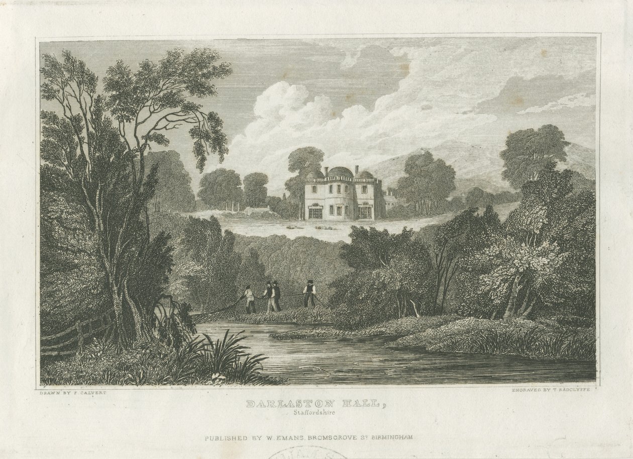 Darlaston Hall: gravür, nd [c 1830] by Frederick Calvert