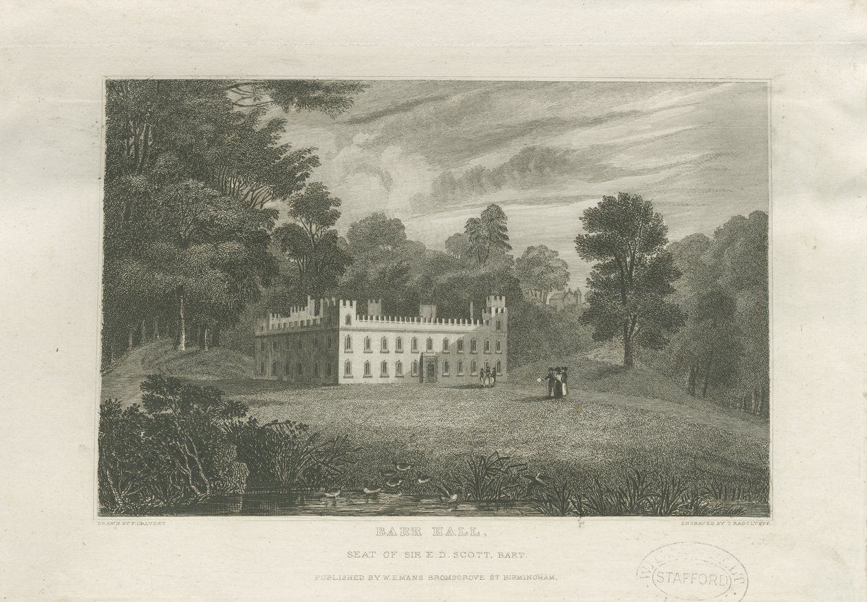 [Büyük] Barr Hall: gravür ve [19. yüzyılın ortaları] by Frederick Calvert
