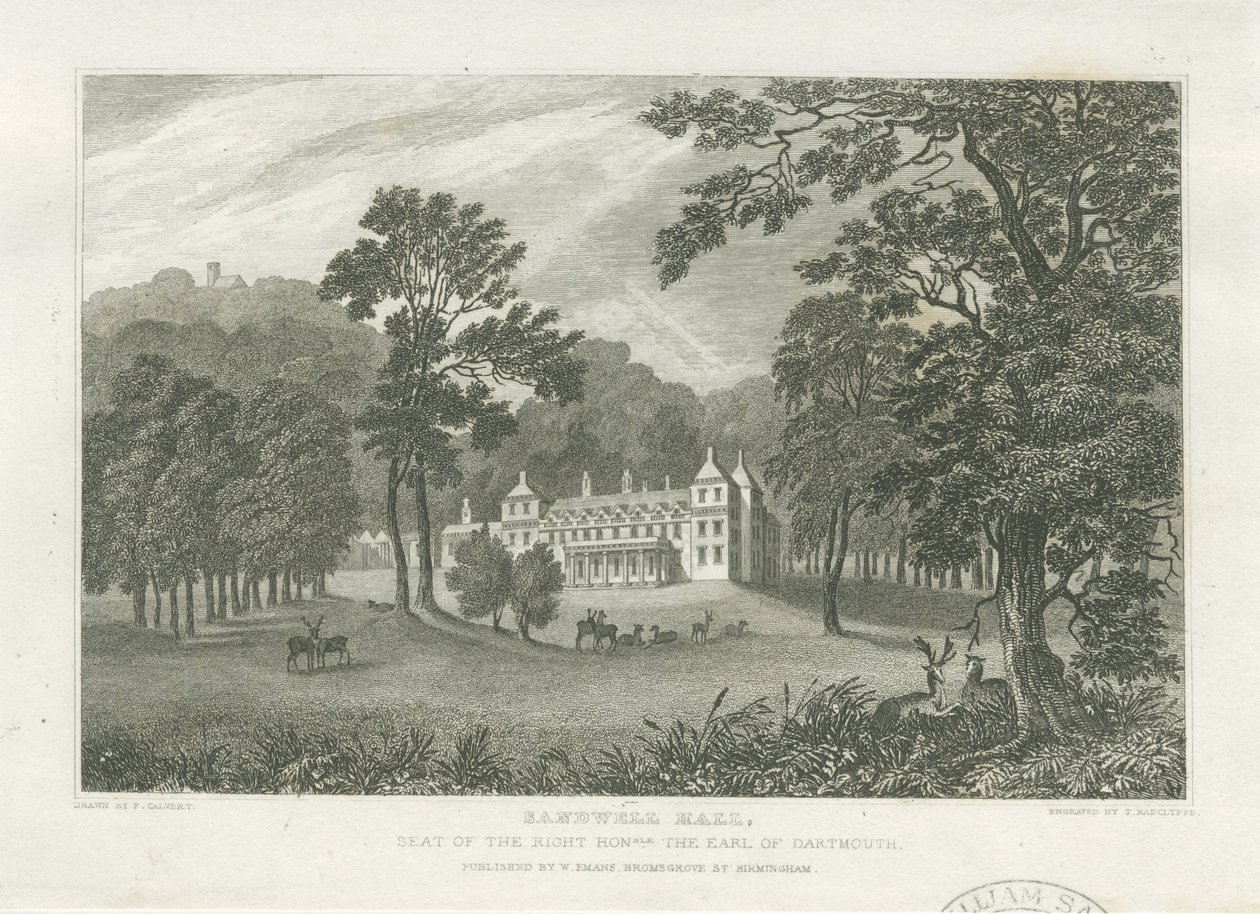 Sandwell Park - Salon: gravür ve [19. yüzyılın ortaları] (baskı) by Frederick Calvert