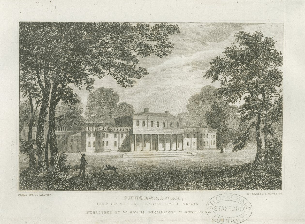 Shugborough Hall: gravür, nd [c 1830] (baskı) by Frederick Calvert