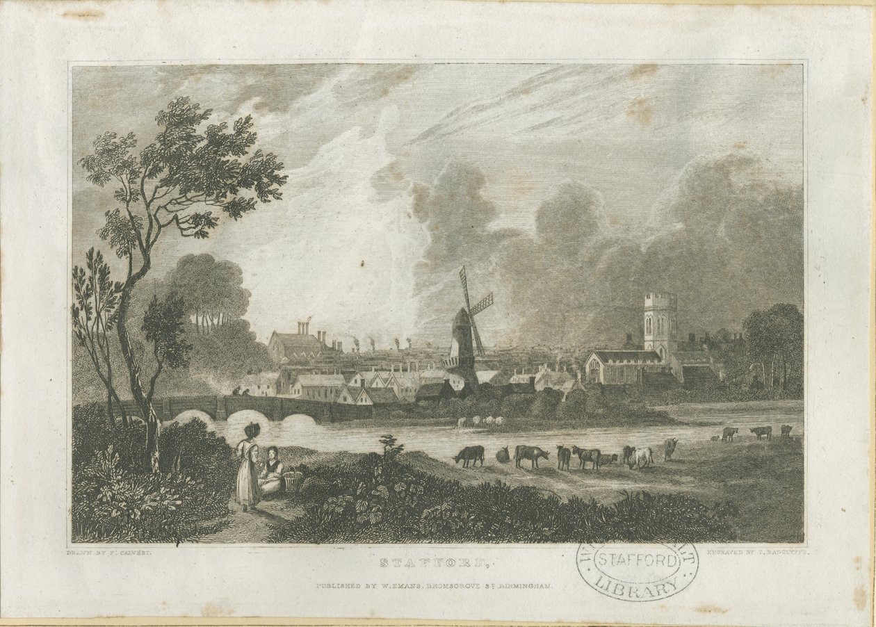 Stafford - Güney Batı Görünümü: gravür, nd [c 1830] (baskı) by Frederick Calvert