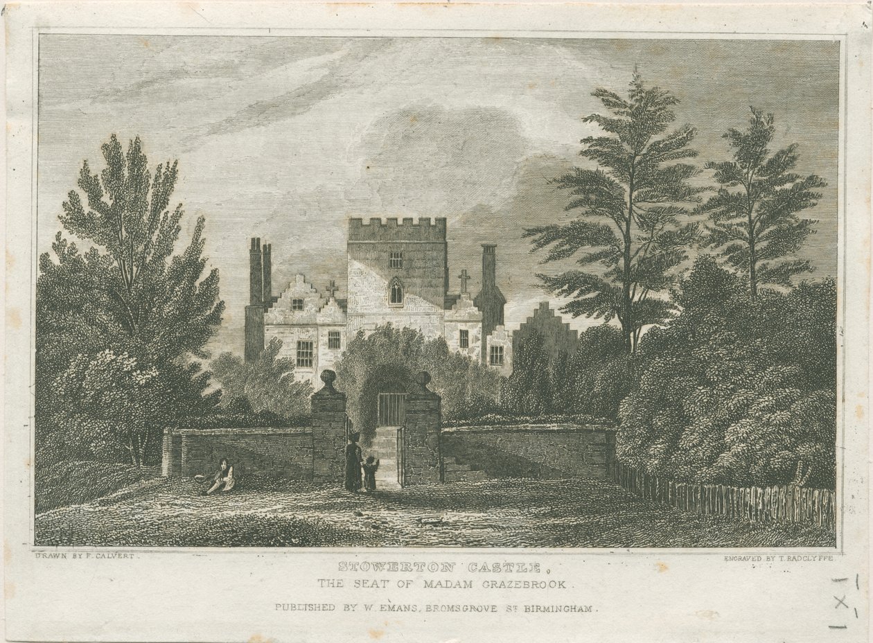 Stourton Kalesi: gravür, nd [c 1830] by Frederick Calvert