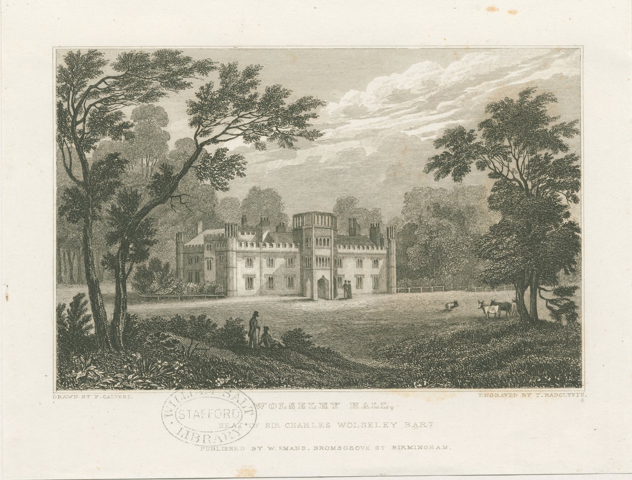 Wolseley Hall: çelik gravür, nd [c 1830] (baskı) by Frederick Calvert