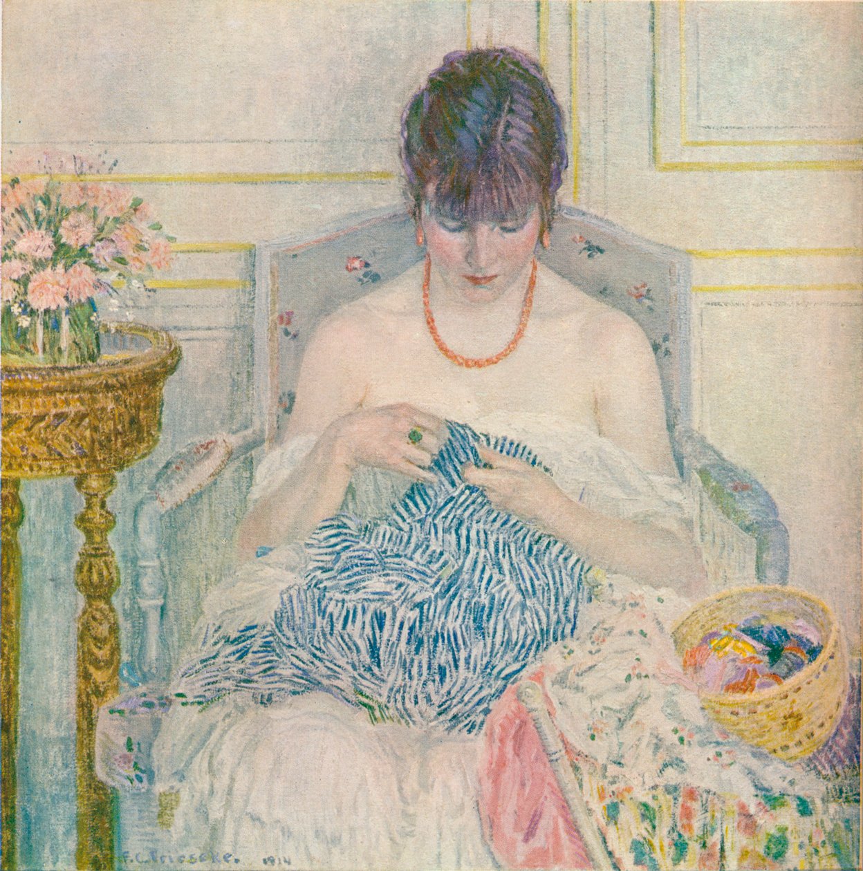 Bir Kız Dikişi, c1894-1914, 1914 by Frederick Carl Frieseke