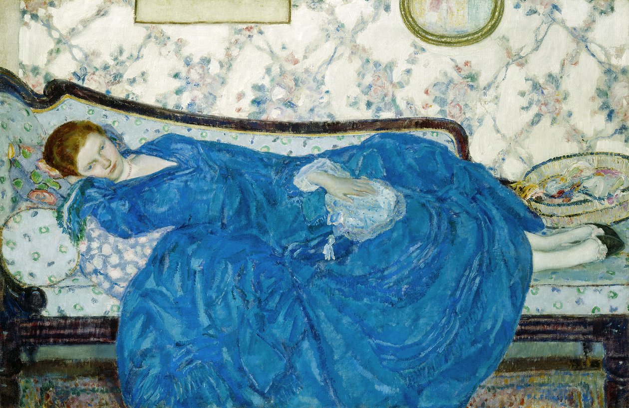 Mavi Önlük, 1917 by Frederick Carl Frieseke