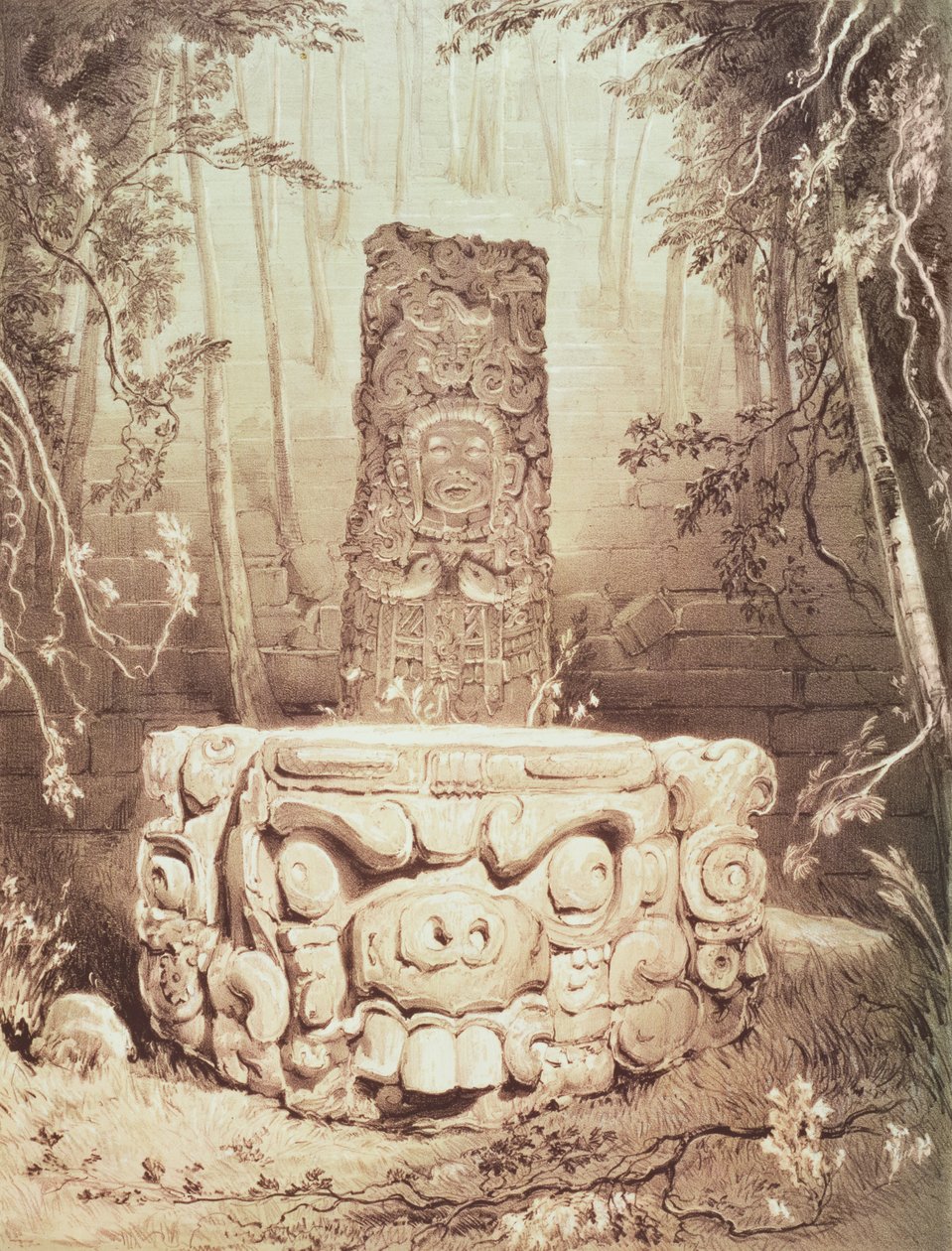 Mayan temple, Honduras  by Frederick Catherwood