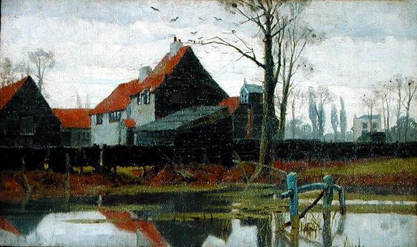 Çiftlik Binaları, 1889 dolayları (tuval üzerine yağlı boya) by Frederick Cayley Robinson