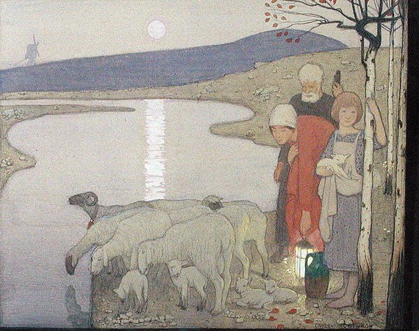 Pastoral, c.1923 (gemide grafit, suluboya ve guaj boya) by Frederick Cayley Robinson