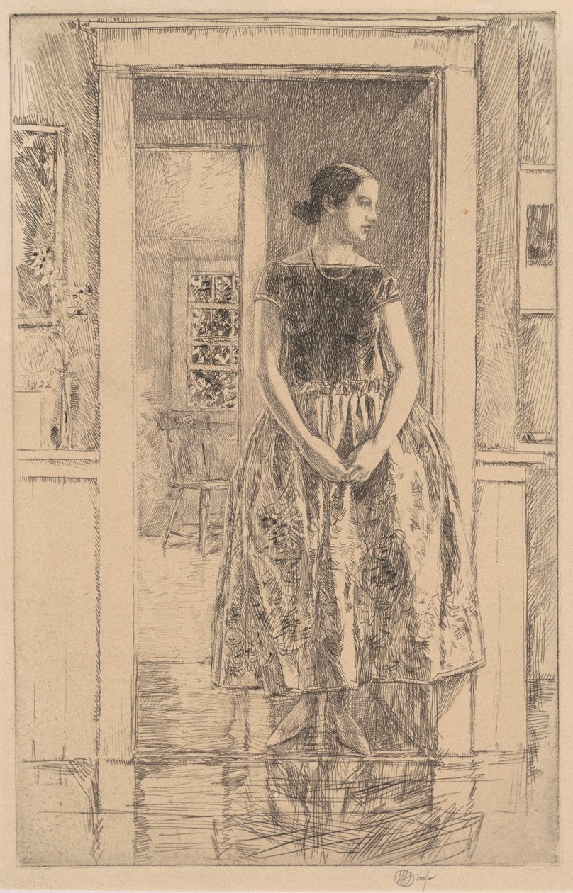 Modern Elbiseli Kız, 1922. by Frederick Childe Hassam