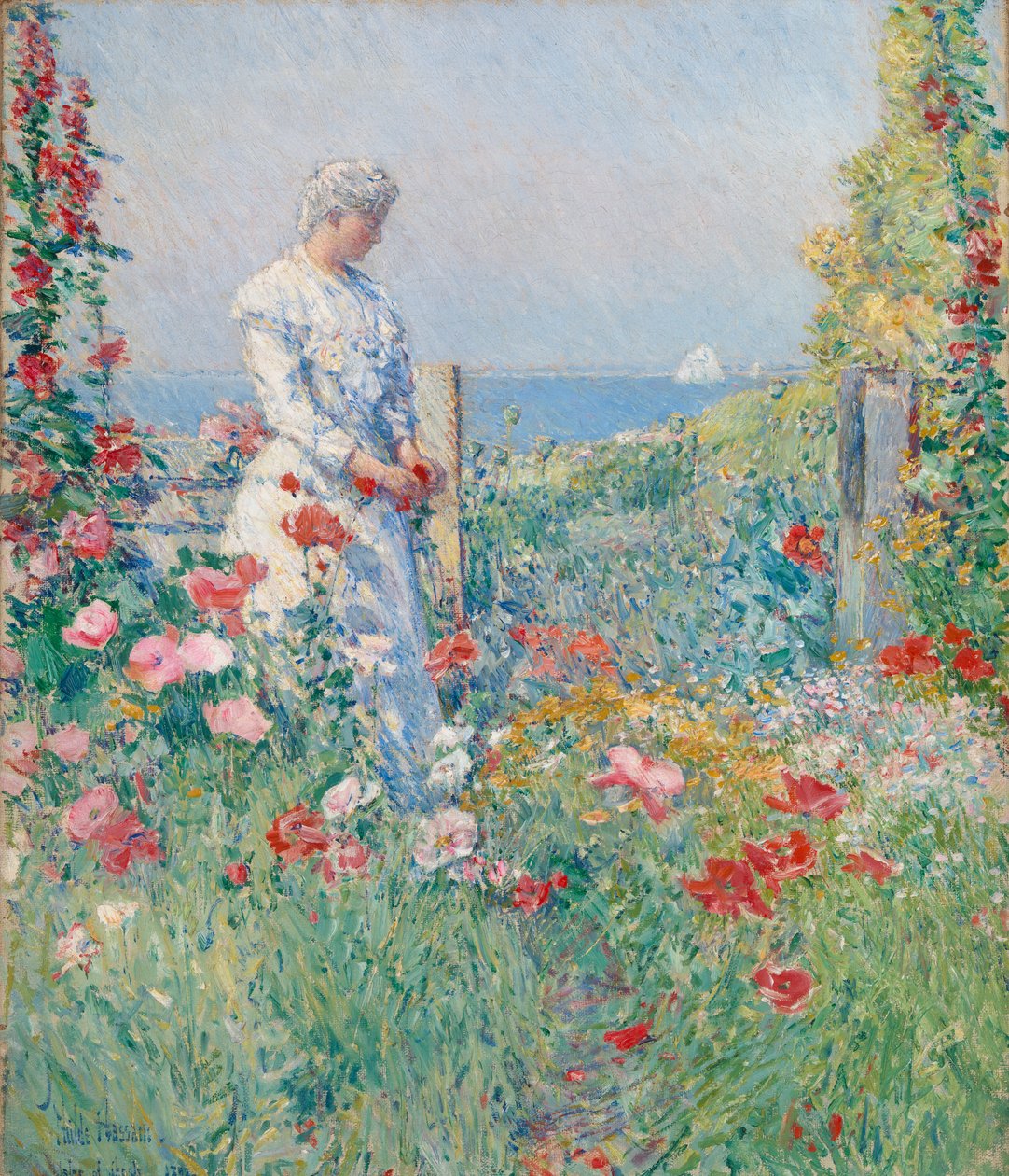 Bahçesinde Celia Thaxter, Bahçesinde, 1892. by Frederick Childe Hassam