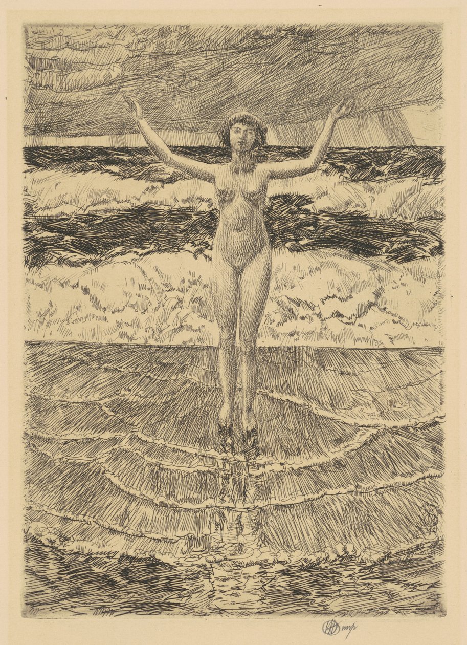 Yağmur Damlaları ve Sörf, 1921. by Frederick Childe Hassam