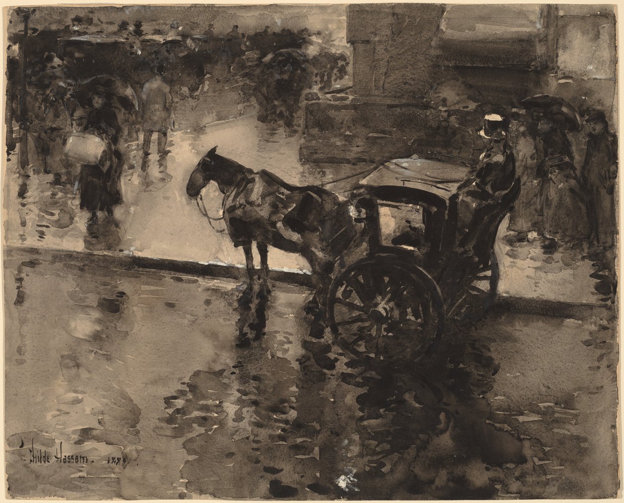 The Up-Tide on the Avenue, muhtemelen 1890. by Frederick Childe Hassam