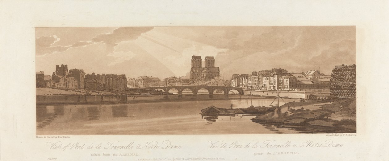 Arsenal 1802'den alınan Pont de la Tournelle ve Notre Dame'in görünümü by Frederick Christian Lewis the Elder