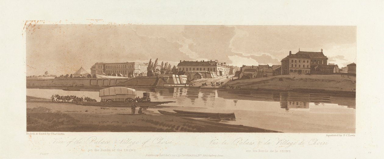 Siene Nehri kıyısındaki Choisi Sarayı ve Köyü'nün görünümü 1803; Views in Paris'ten Levha 14, B1981.25.2623 levhasının Emanuel Hacim takibi by Frederick Christian Lewis the Elder