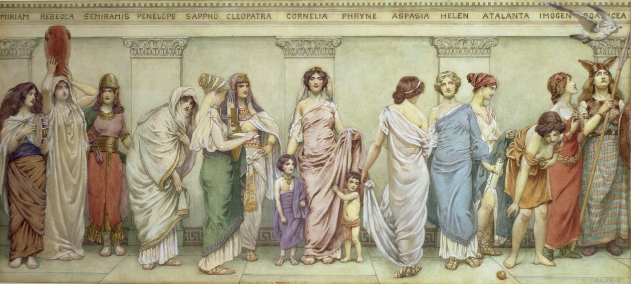 Antik Çağın Büyük Kadınları: Miriam, Rebecca, Semiramis, Penelope, Sappho, Kleopatra, Cornelia, Phryne, Aspasia, Helen, Atalanta, Imogen ve Boadicea by Frederick Dudley Walenn