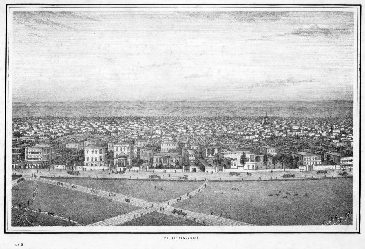 Chowringhee, Kalküta, Hindistan, c1840s. by Frederick Fiebig