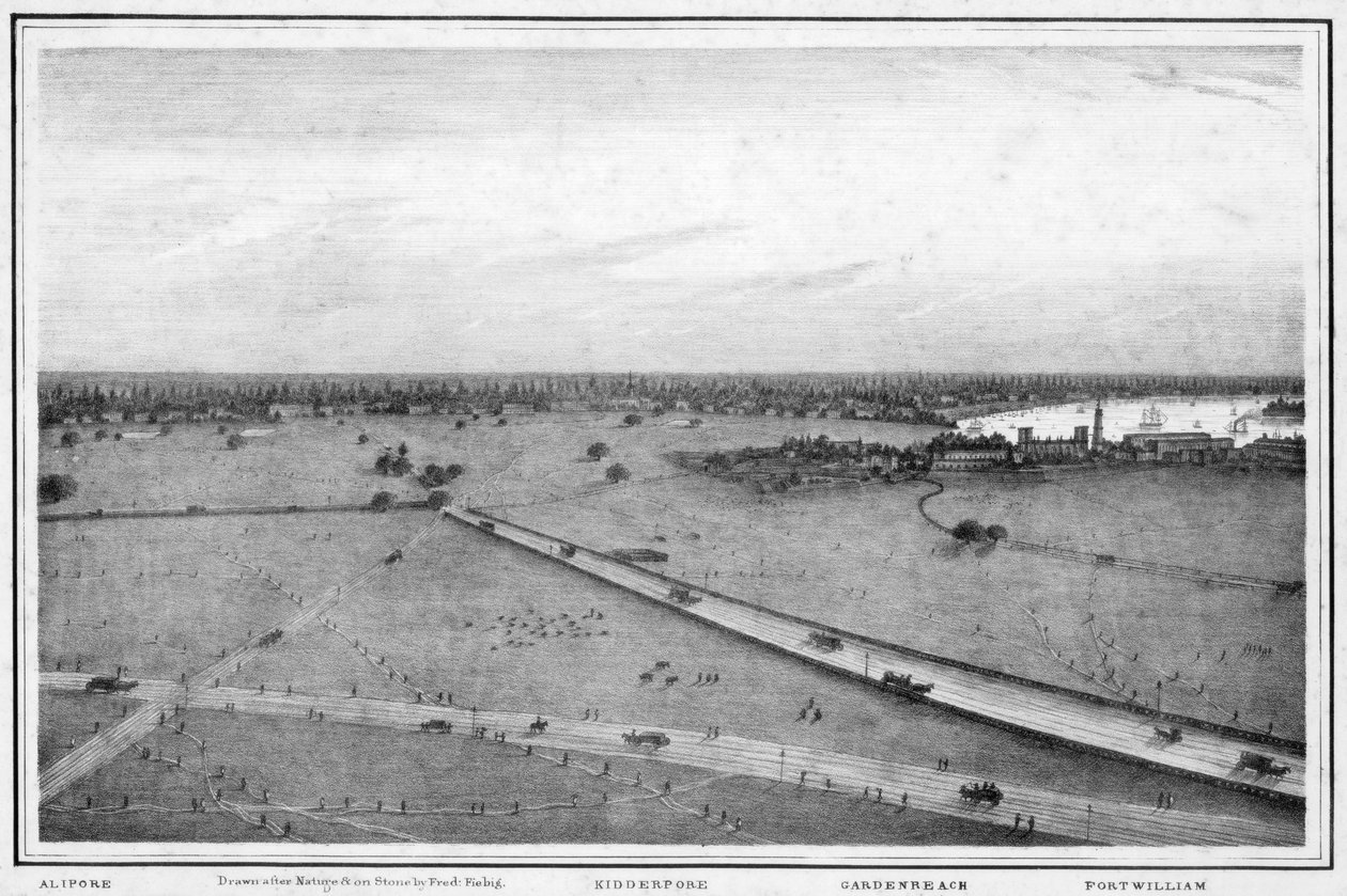 Kalküta Panoraması, Hindistan, c1840s by Frederick Fiebig