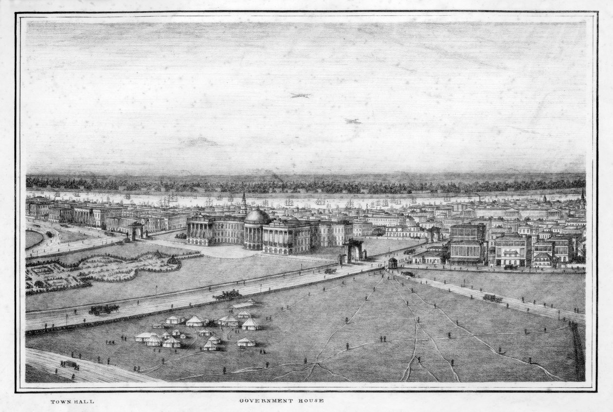 Hükümet Konağı ve Belediye Binası, Kalküta, Hindistan, c1840s. by Frederick Fiebig