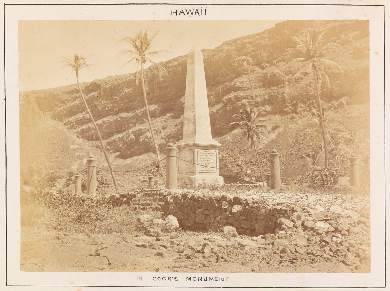 HMS Triumph Pasifik İstasyonu - Levha 14, Cooks Anıtı, Hawaii. by Frederick George Denham Bedford