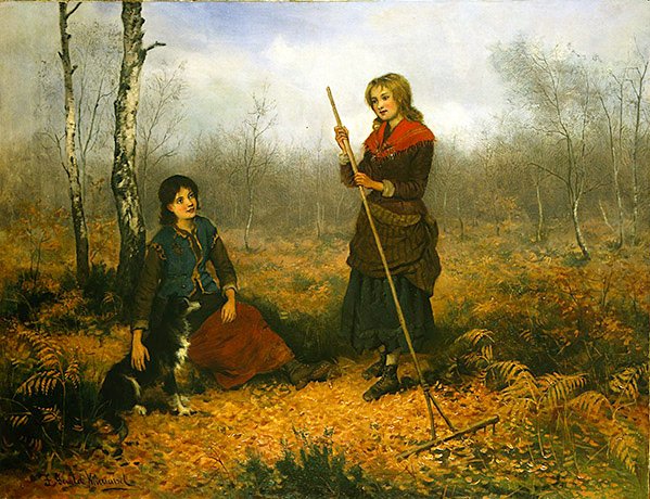 Yaprak Toplama (tuval üzerine yağlı boya) by Frederick Gerald Kinnaird
