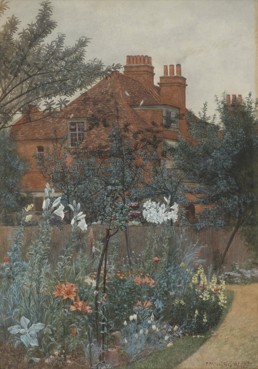 View of a garden in Bedford Park by Frederick Hamilton Jackson