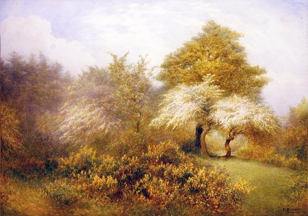 Buckhurst Tepesi yakınlarındaki Bahar Epping (kağıt üzerine suluboya) by Frederick Henry Evans
