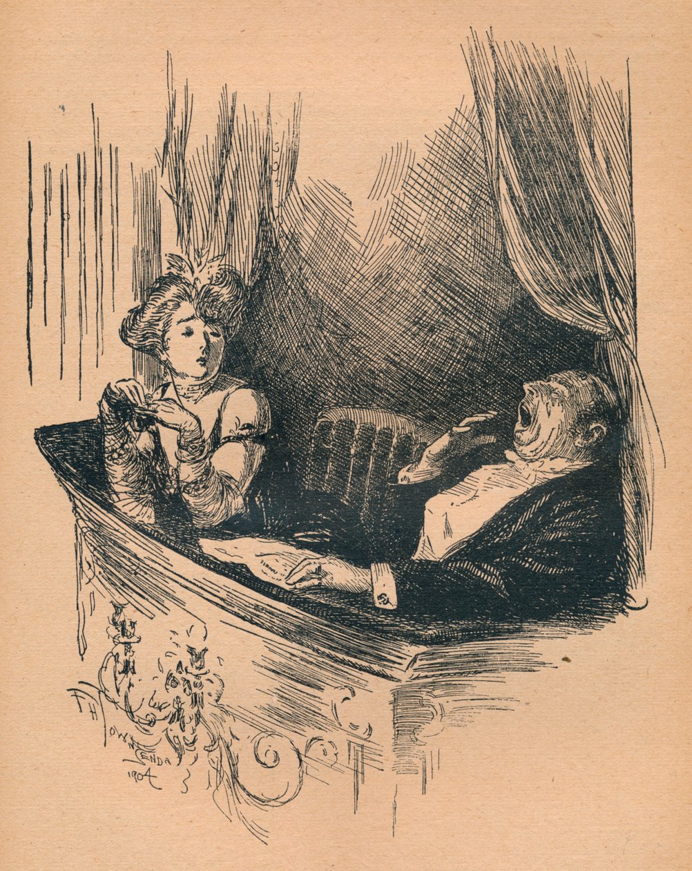 Gerçek Takdir, 1904 Tiyatroda kulak misafiri by Frederick Henry Townsend