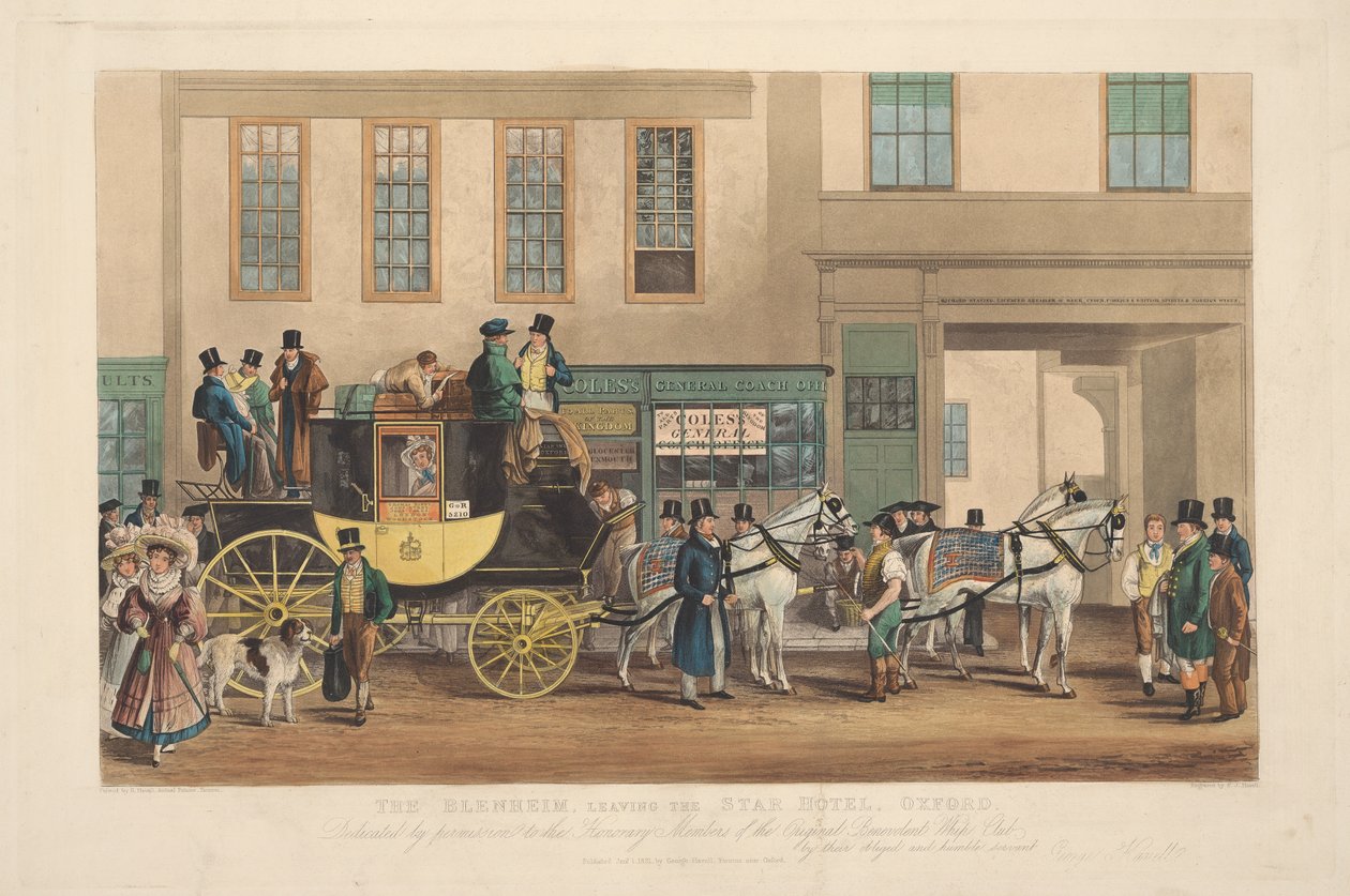 Koçluk: The Blenheim, Leaving the Star Hotel, Oxford by Frederick James Havell