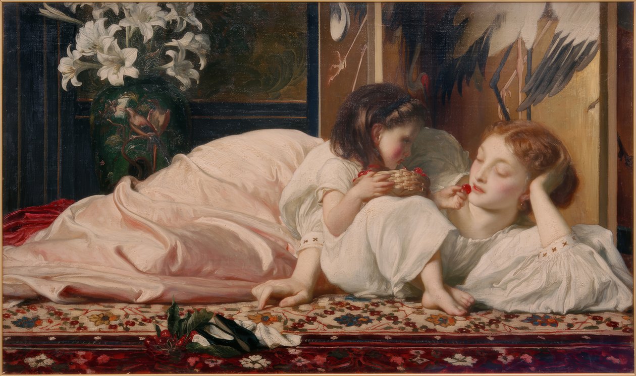 Çocuklu anne (kiraz) by Frederick Lord Leighton