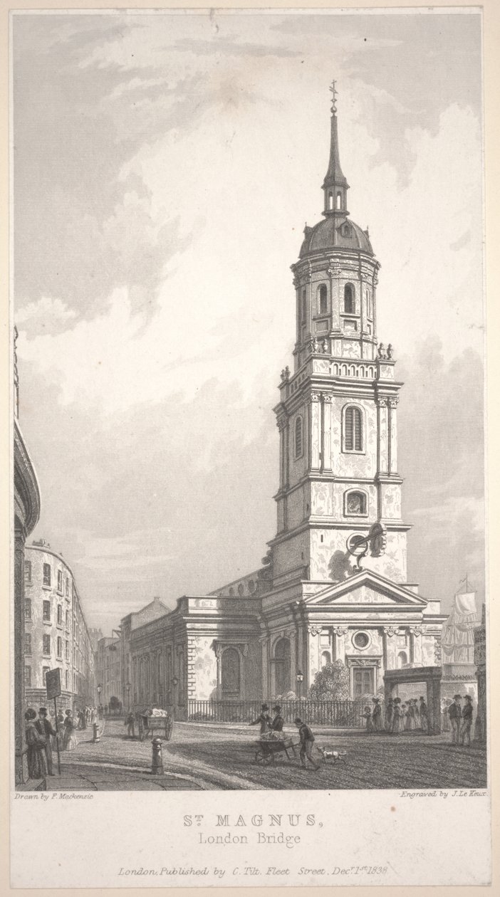 St. Magnus, Londra Köprüsü, John Henry Le Keux (1783-1846) tarafından gravür by Frederick Mackenzie