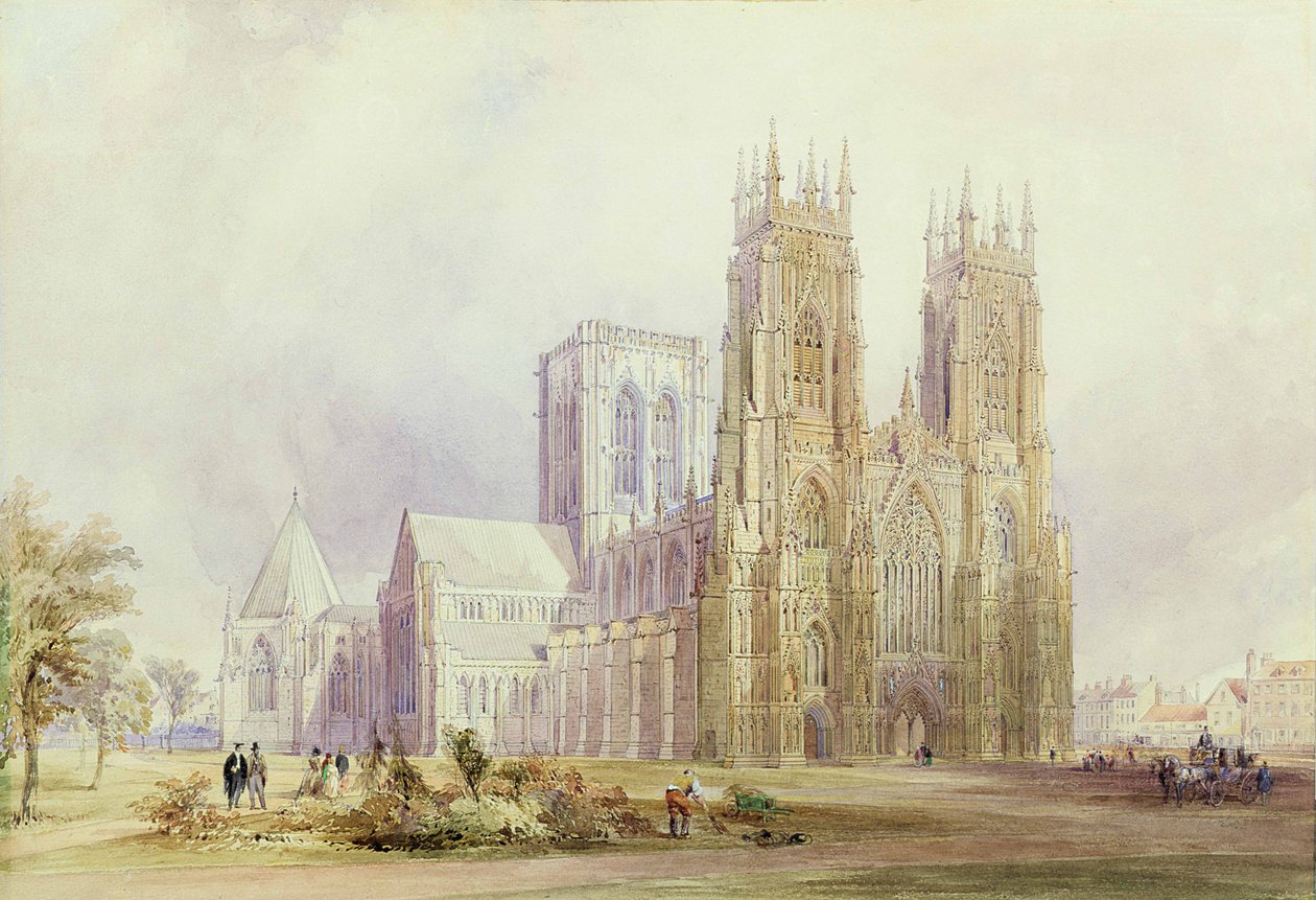 York Minster: kuzey batıdan görünüm by Frederick Mackenzie