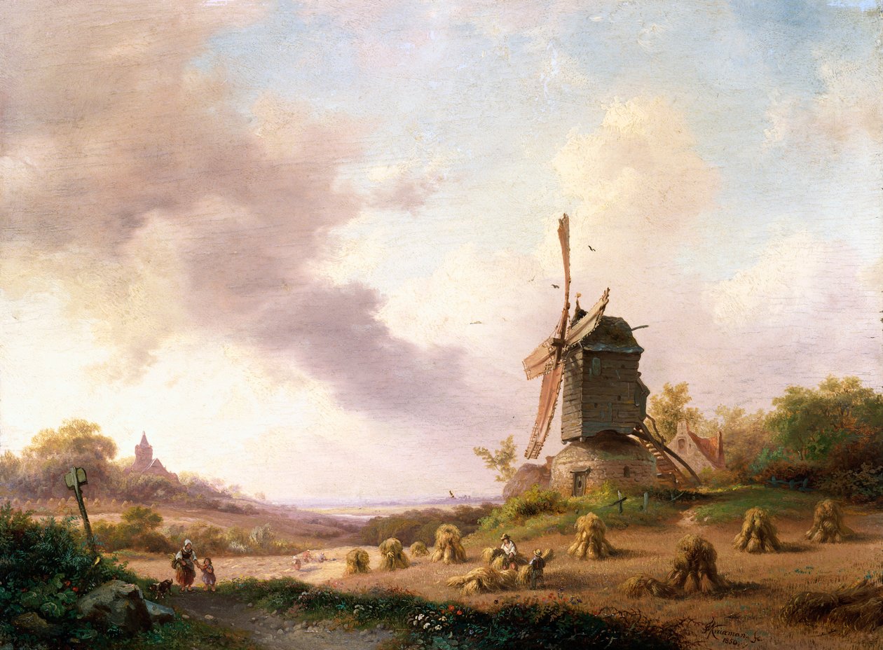 Geniş Bir Peyzajda Biçerdöverler, 1850 by Frederick Marianus Kruseman