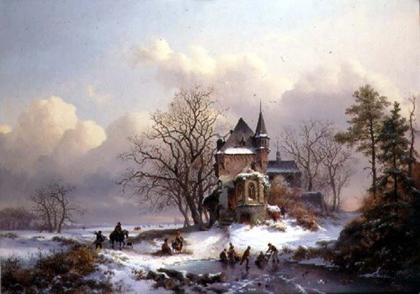 Patencilerle Kış Manzarası (tuval üzerine yağlı boya) by Frederick Marianus Kruseman
