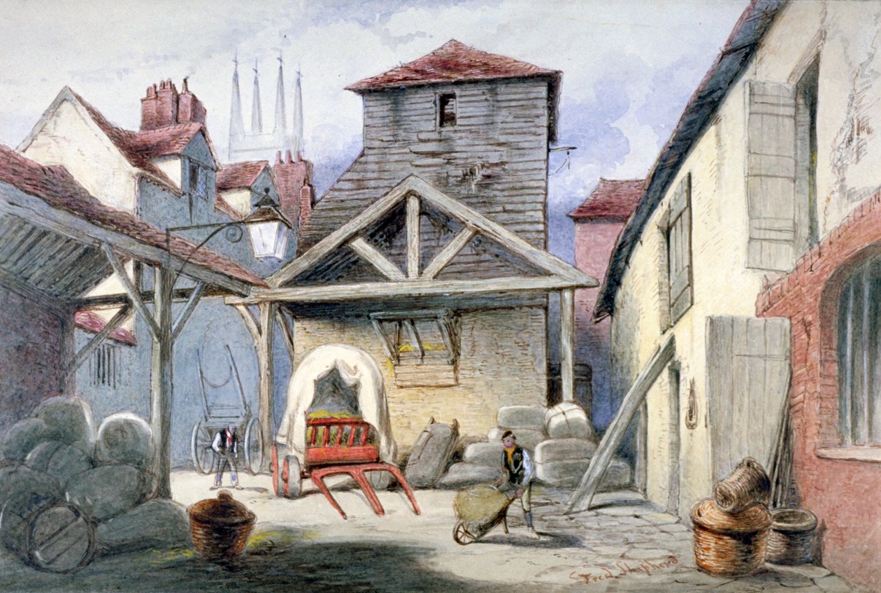 Rose Inn Avlusu, Farringdon Caddesi, Londra Şehri, 1838. by Frederick Napoleon Shepherd