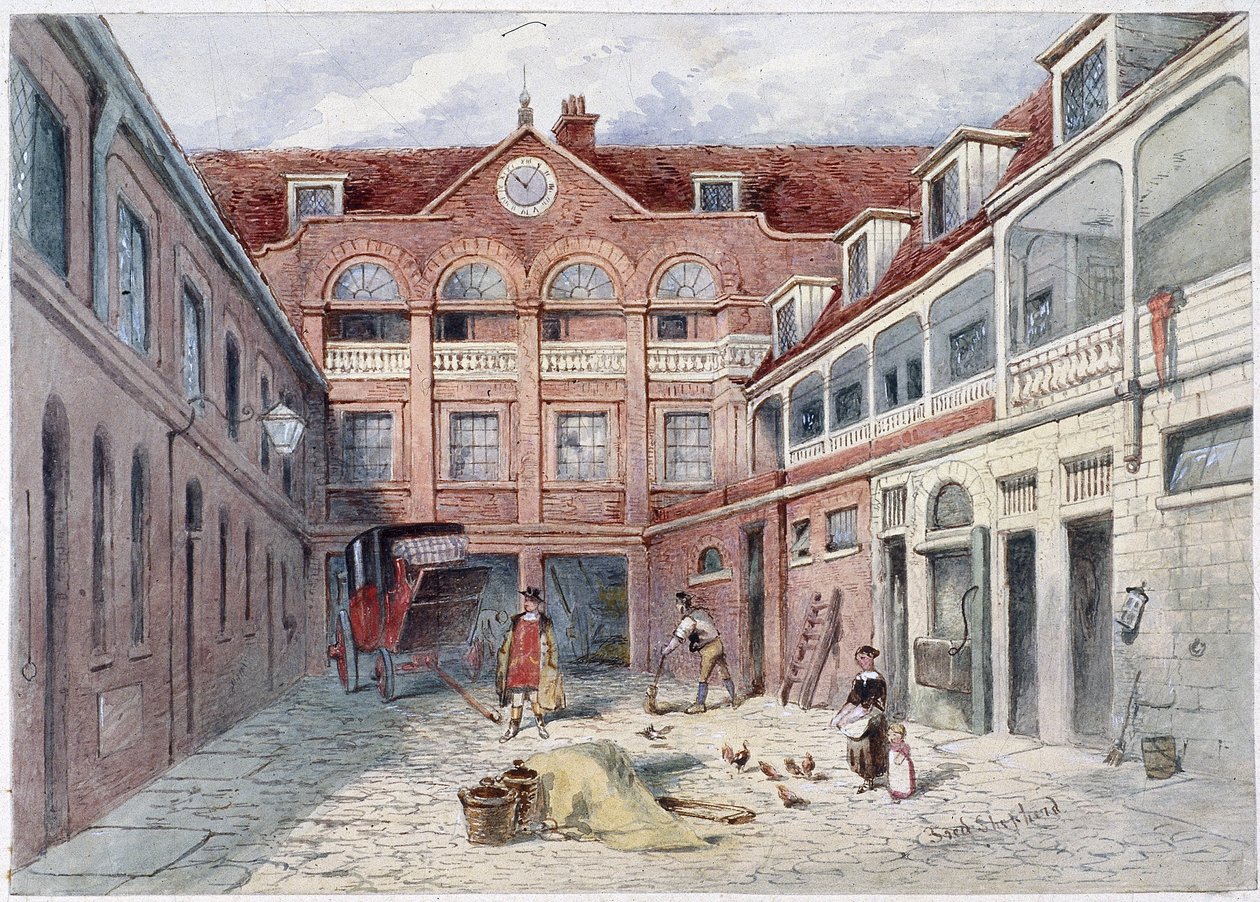 Blue Boar Inn, Holborn, Londra, c1840 by Frederick Napoleon Shepherd