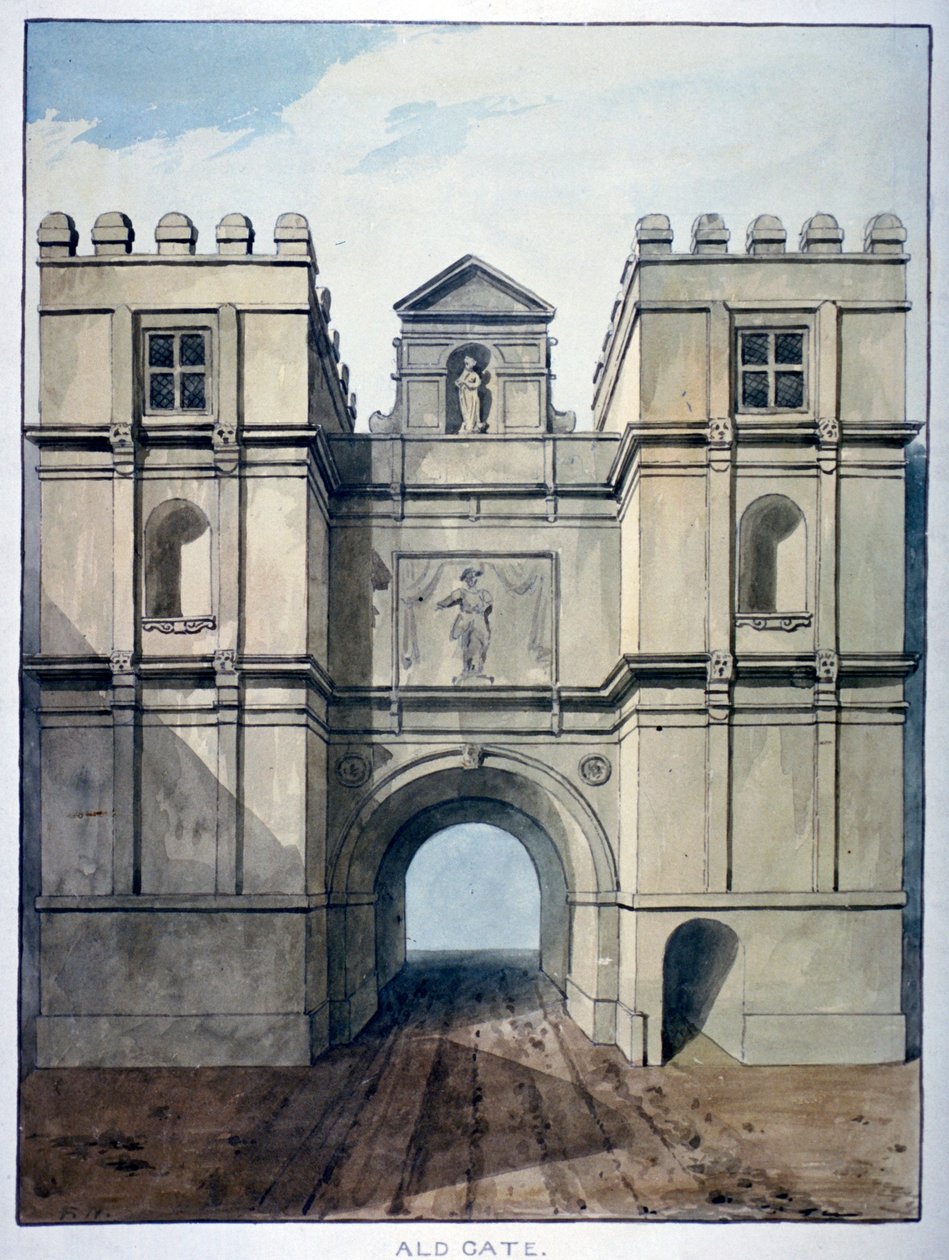Aldgate, Londra, c1820 by Frederick Nash