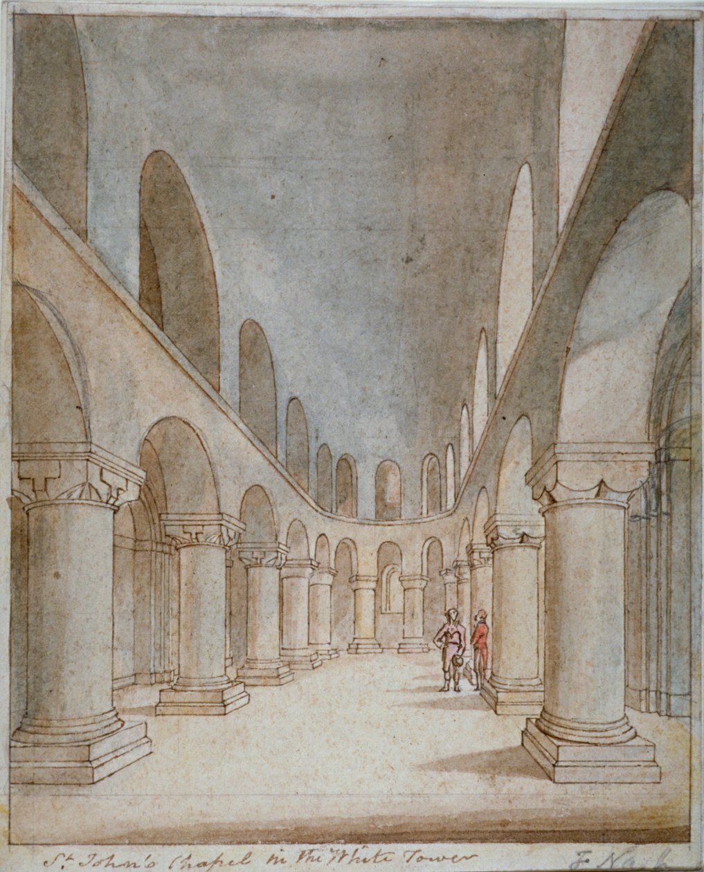 St John Şapeli'nin iç görünümü, Londra Kulesi, c1810 by Frederick Nash