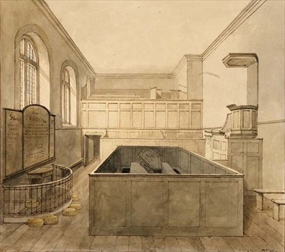 Şapel, Newgate Hapishanesi (suluboya) by Frederick Nash