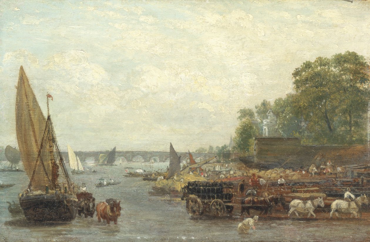 Westminster Bridge, c.1820-30 (panelde yağ) by Frederick Nash