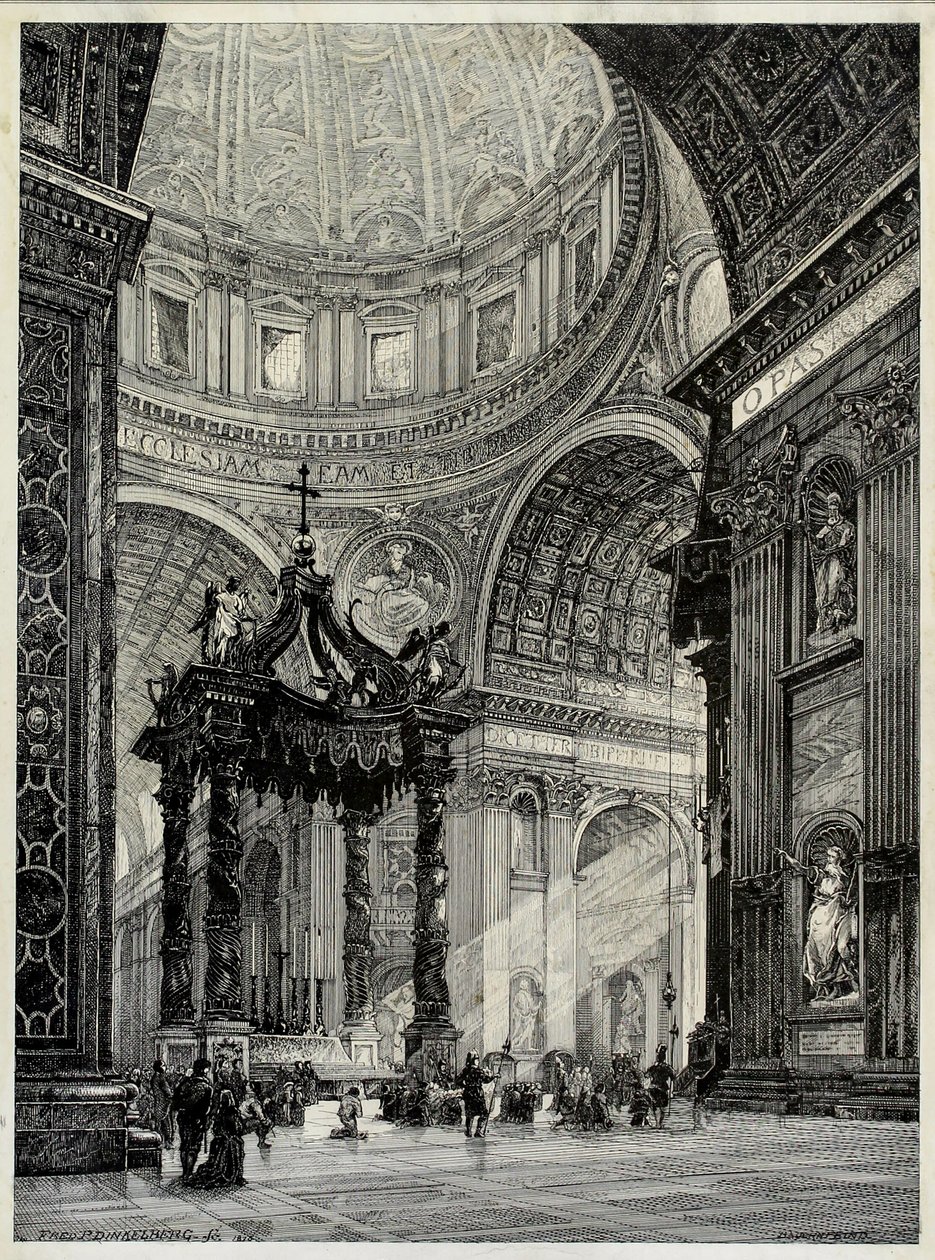 Aziz Petrus Bazilikası, Roma, İtalya, İç Görünüm, 1878. by Frederick P Dinkelberg