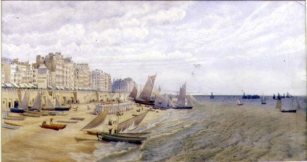 The Front, Brighton, c.1870 (kağıt üzerine sulu boya) by Frederick Pepys Cockerell