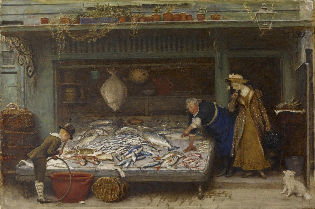 Bir Balıkçı Dükkanı, 1873 (kağıt üzerinde wc) by Frederick Walker