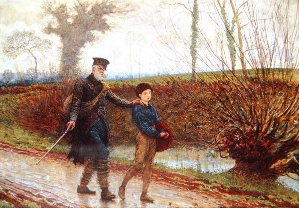 Wayfarers (kağıt üzerinde gövde rengiyle zenginleştirilmiş kurşun kalem ve sulu boya) by Frederick Walker
