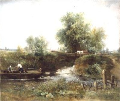 Atların Geçtiği Nehir ve Skiff by Frederick Waters Watts